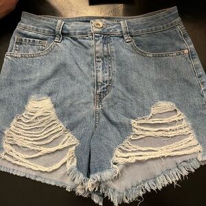 Rewash Denim Blue Ripped Jean Shorts